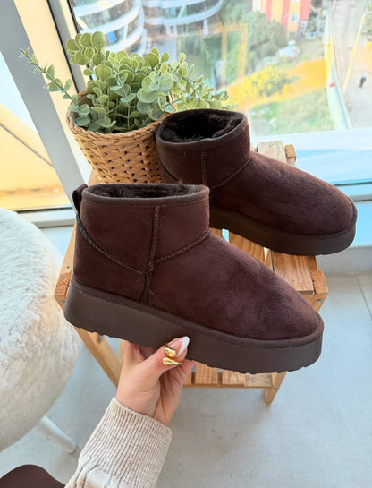 KÜRKLÜ PLATFORM TABAN KAHVE