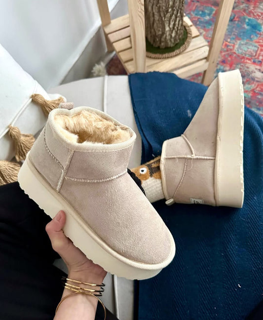 Kürklü Platform Krem